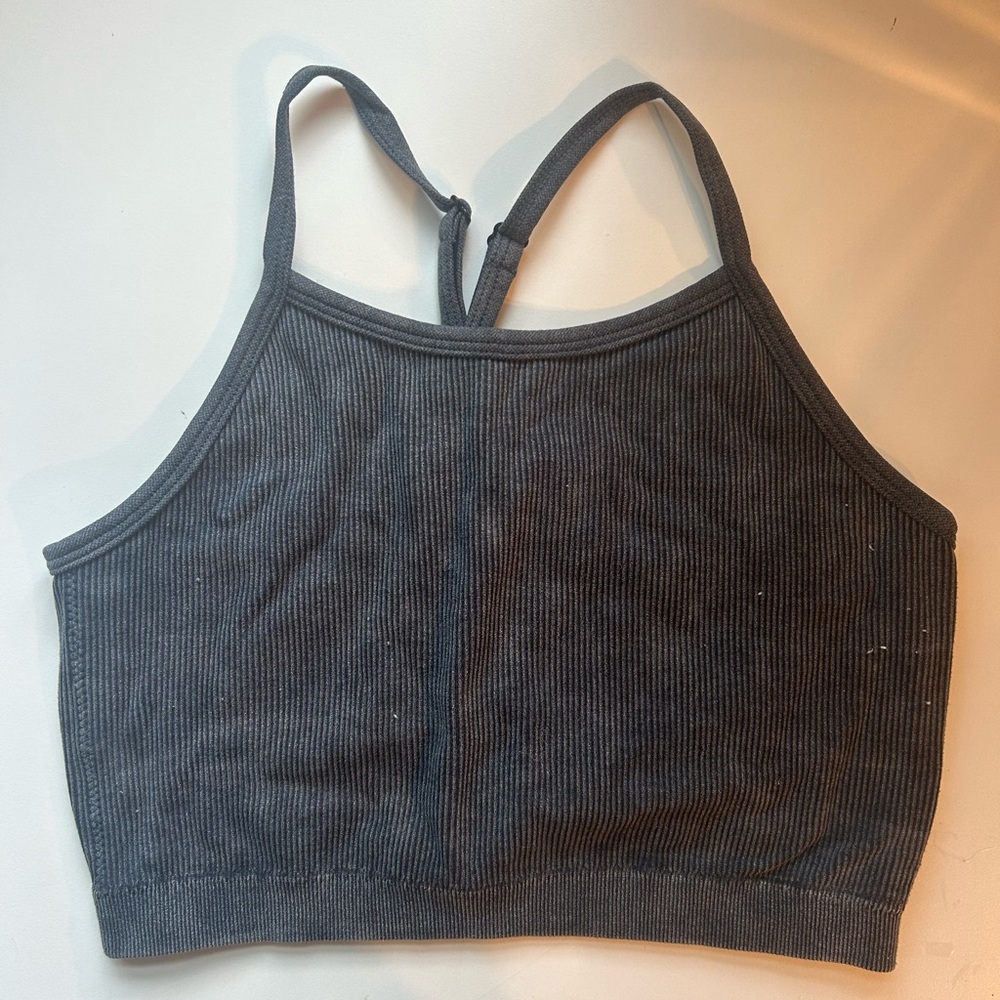 Charcoal Ribbed workout Set - Picture 2 of 4